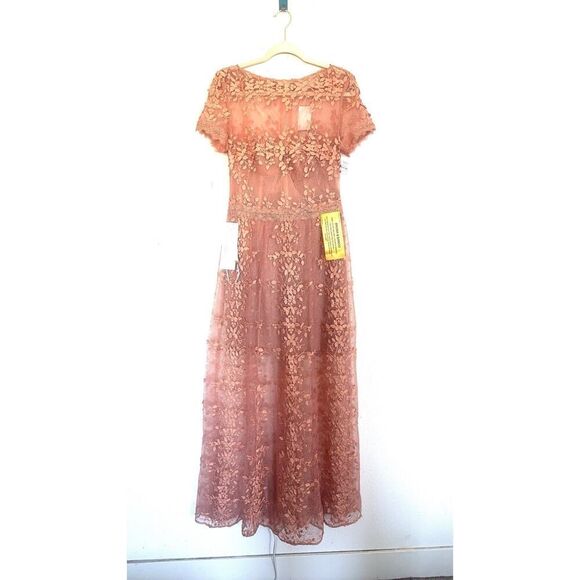 Bronx and Banco MEGAN CAP SLEEVE EVENING DRESS beige Large - Picture 7 of 11